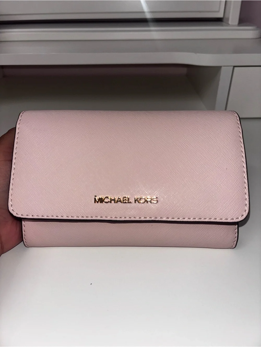 Michael Kors Powder Pink Leather Convertible Wallet/Crossbody